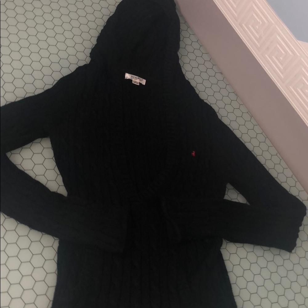 Cable Knit Black deep VNeck Sweater
